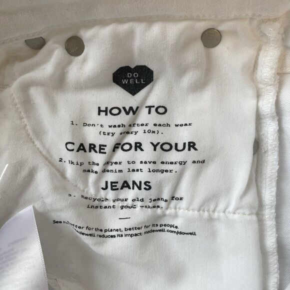 Madewell Jeans Womens 24 White Denim Mid Rise Kick Out Stretch Coastal Hippie - Picture 7 of 8